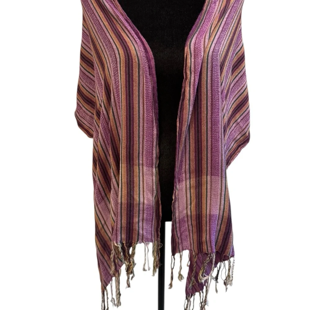 Elegant Purple‎ Striped Scarf